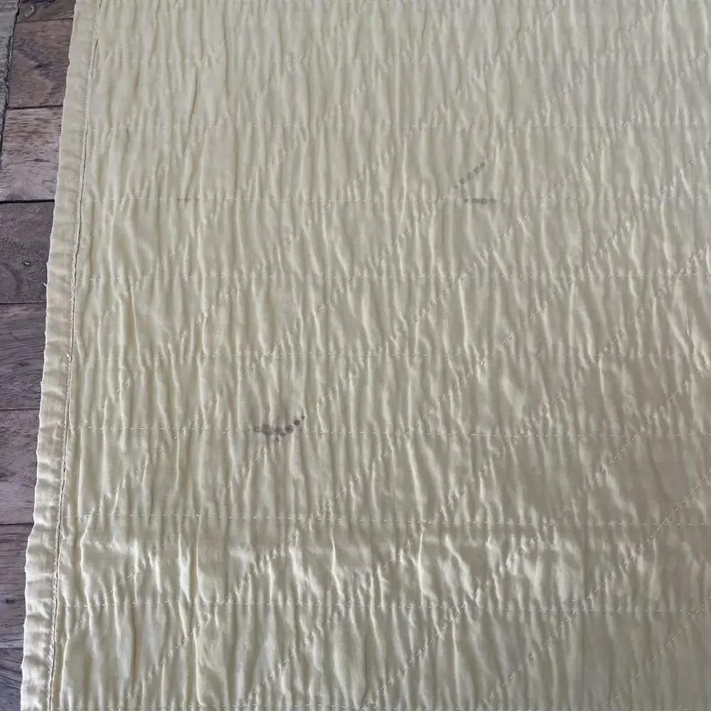 Handmade Hand Quilted Yellow Floral Embroidery Cotton Quilt Bedspread 75